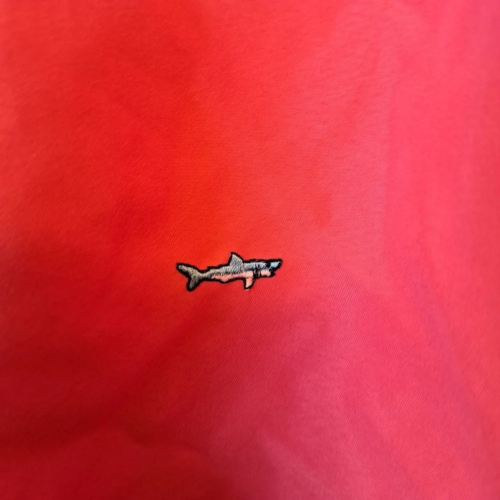 Trunks Surf & Swim Co Mens Coral Pink Shark Embroidered Swim Trunks Size Large